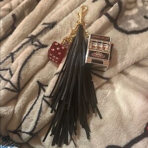 Viral Black Keychain / bag charm w/ functional Slots and Red Dice
